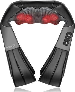 Nekteck Shiatsu Neck Back Massager Soothing Heat Deep Tissue 3D Kneading Pillow